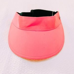neon coral lululemon fast paced visor